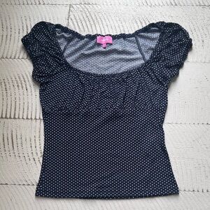 Edikted Black Polka Dot Puff Sleeve Top